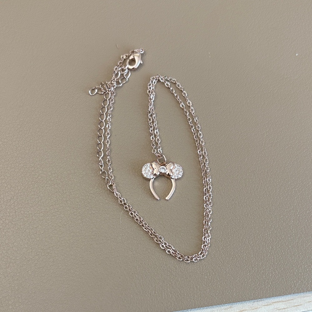 Disney Rose Gold Plated Necklace with Minnie Ear Bow Pendant